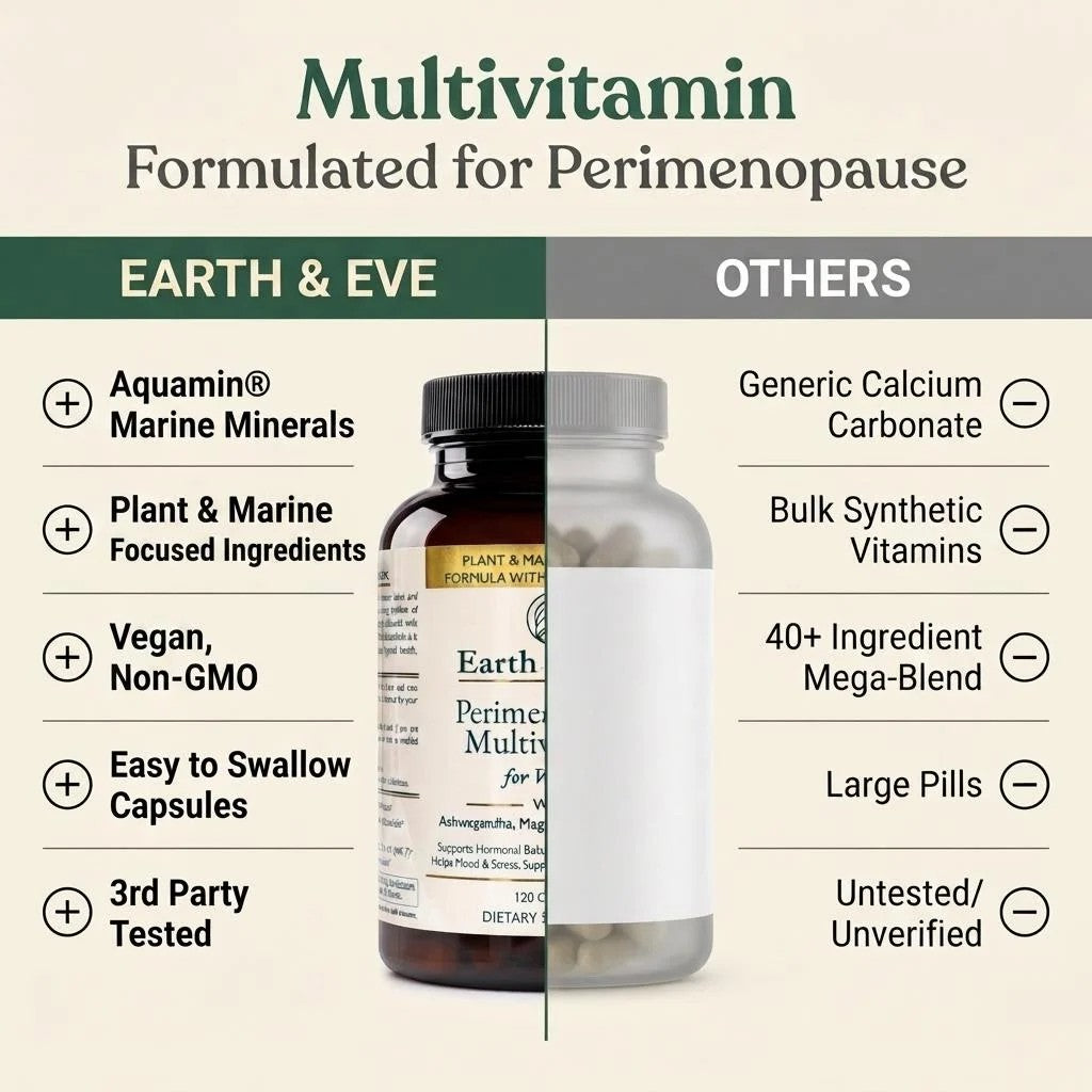 Earth & Eve vs. other perimenopause multivitamins comparison chart